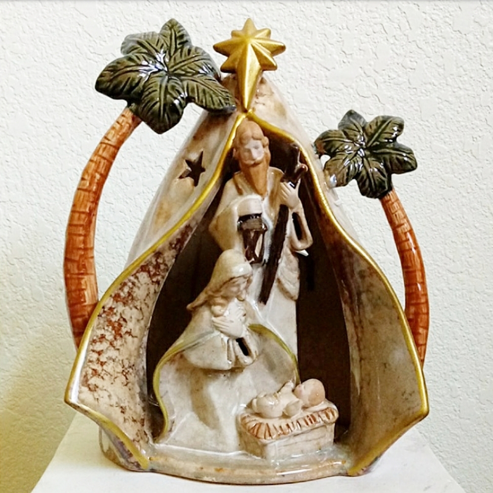 Ceramic Nativity Votive Holder